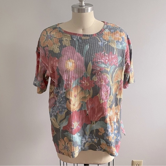 Vintage Joule Engergy -1990s- Floral Top- Multicolored- Size Medium - Picture 1 of 4